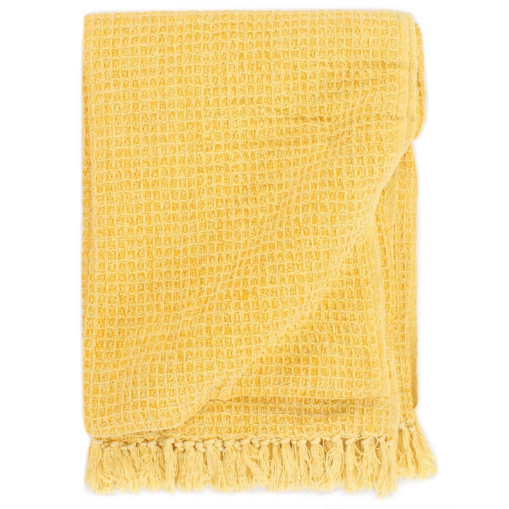 Mustard Yellow Cotton Throw Blanket - 125x150 cm | Soft, Stylish, and Cozy Home Decor - Premium  from Home Treasures - Just £24.99! Shop now at Home Treasures