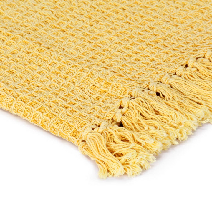 Mustard Yellow Cotton Throw Blanket - 125x150 cm | Soft, Stylish, and Cozy Home Decor - Premium  from Home Treasures - Just £24.99! Shop now at Home Treasures