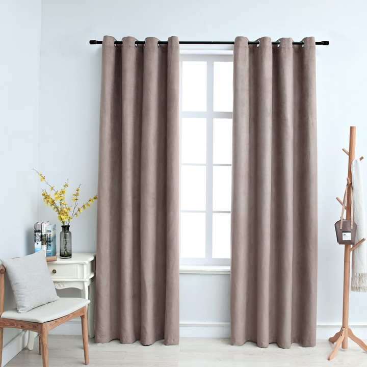 Blackout Curtains with Metal Rings - Set of 2, Taupe Color, 140x175 cm | Elegant & Stylish Privacy Solution - Premium  from Home Treasures - Just £34.99! Shop now at Home Treasures