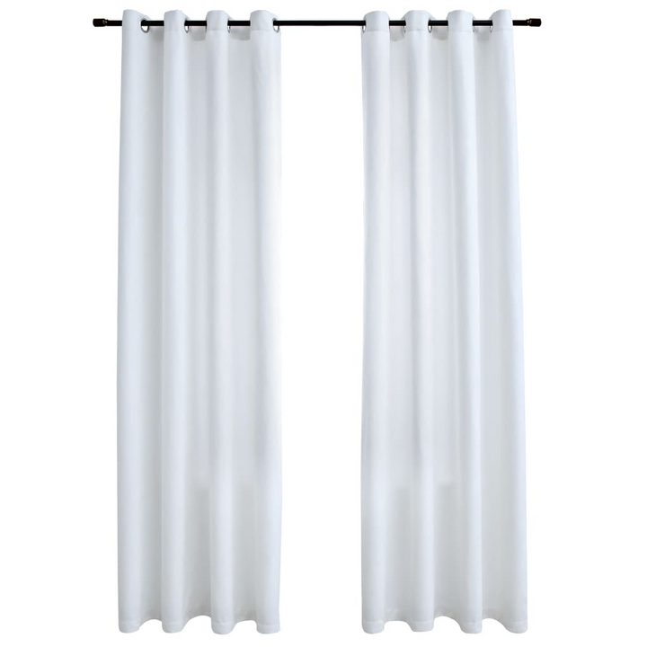 Elegant Off White Blackout Curtains with Metal Rings, 2 pcs, 140x175 cm - Suede Touch & Privacy - Premium  from Home Treasures - Just £36.99! Shop now at Home Treasures