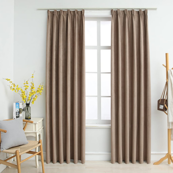 Stylish & Practical Taupe Blackout Curtains with Hooks, 2 pcs, 140x225 cm - Perfect for Privacy & Light Control - Premium  from Home Treasures - Just £38.99! Shop now at Home Treasures