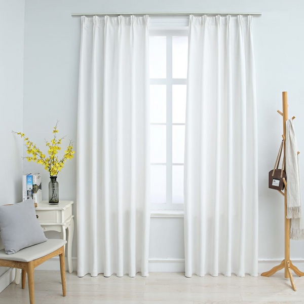 Elegant Blackout Curtains with Hooks - Off White, 140x245 cm - 2 pcs - Premium  from Home Treasures - Just £38.99! Shop now at Home Treasures