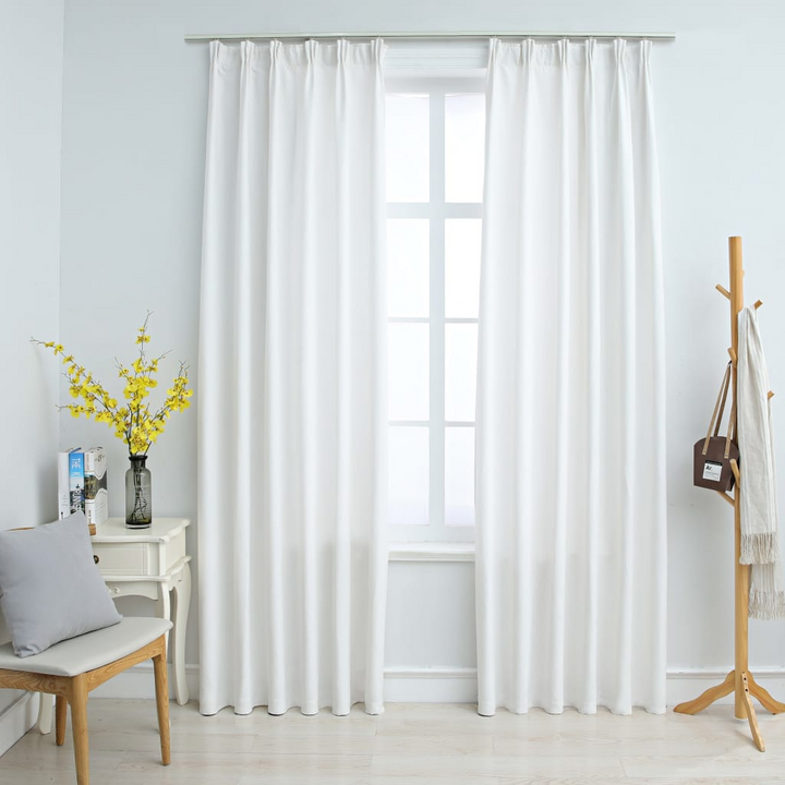 Elegant Blackout Curtains with Hooks - Off White, 140x245 cm - 2 pcs - Premium  from Home Treasures - Just £38.99! Shop now at Home Treasures