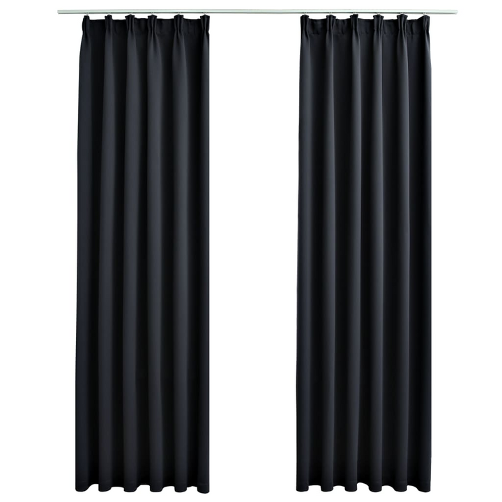 Blackout Curtains with Hooks in Black, 2 pcs, 140x175 cm | Ultimate Privacy & Light Blockage - Premium  from Home Treasures - Just £30.99! Shop now at Home Treasures