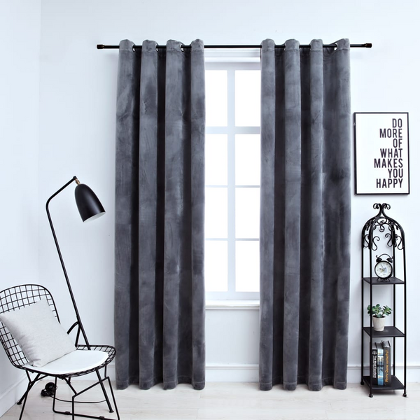 Blackout Velvet Curtains with Rings, Anthracite - 2 pcs, 140x225 cm - Elegant Light-Blocking Privacy Solution - Premium  from Home Treasures - Just £45.99! Shop now at Home Treasures