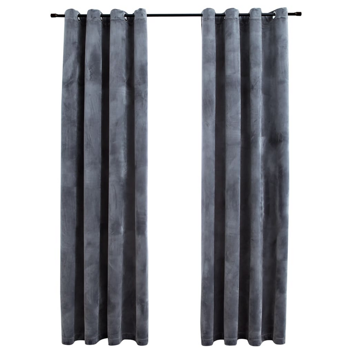 Blackout Velvet Curtains with Rings, Anthracite - 2 pcs, 140x225 cm - Elegant Light-Blocking Privacy Solution - Premium  from Home Treasures - Just £45.99! Shop now at Home Treasures