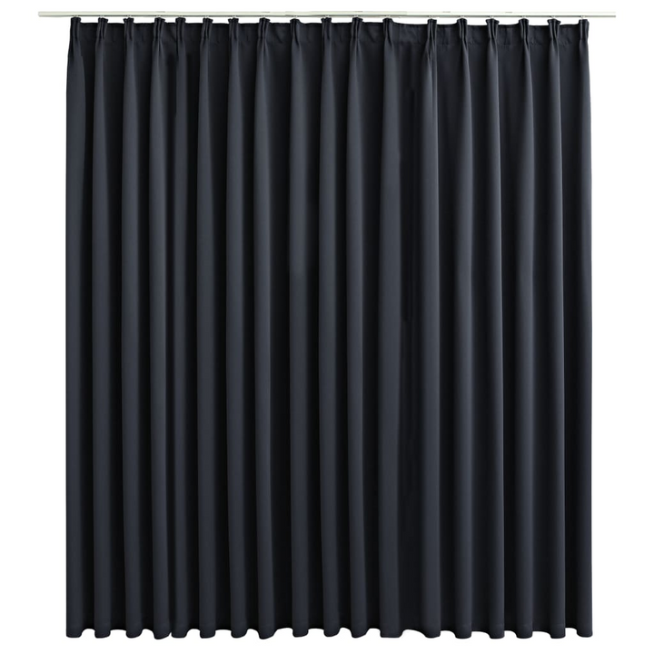 Blackout Curtain with Hooks - Elegant 290x245 cm Black Polyester Drapes for Privacy and Light Blocking - Premium  from Home Treasures - Just £39.99! Shop now at Home Treasures