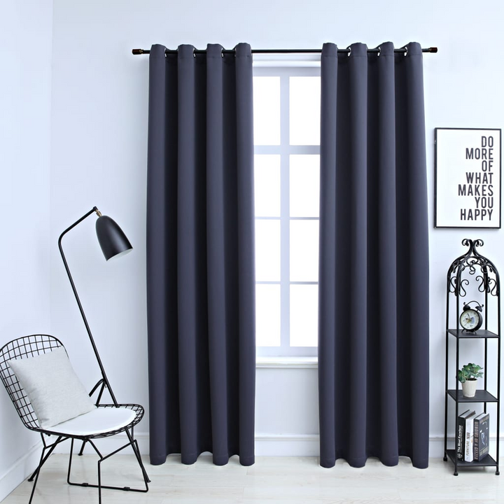 Blackout Curtains with Metal Rings 2 pcs Anthracite 140x225 cm - Premium Light Blocking, Privacy Enhancing Drapes for Home and Office - Premium  from Home Treasures - Just £38.99! Shop now at Home Treasures