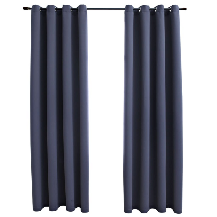 Blackout Curtains with Metal Rings 2 pcs Anthracite 140x225 cm - Premium Light Blocking, Privacy Enhancing Drapes for Home and Office - Premium  from Home Treasures - Just £38.99! Shop now at Home Treasures