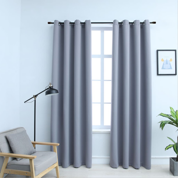 Elegant & Durable Grey Blackout Curtains with Metal Rings (2 pcs) - 140x175 cm | Premium Window Treatments for Privacy & Light Control - Premium  from Home Treasures - Just £36.99! Shop now at Home Treasures