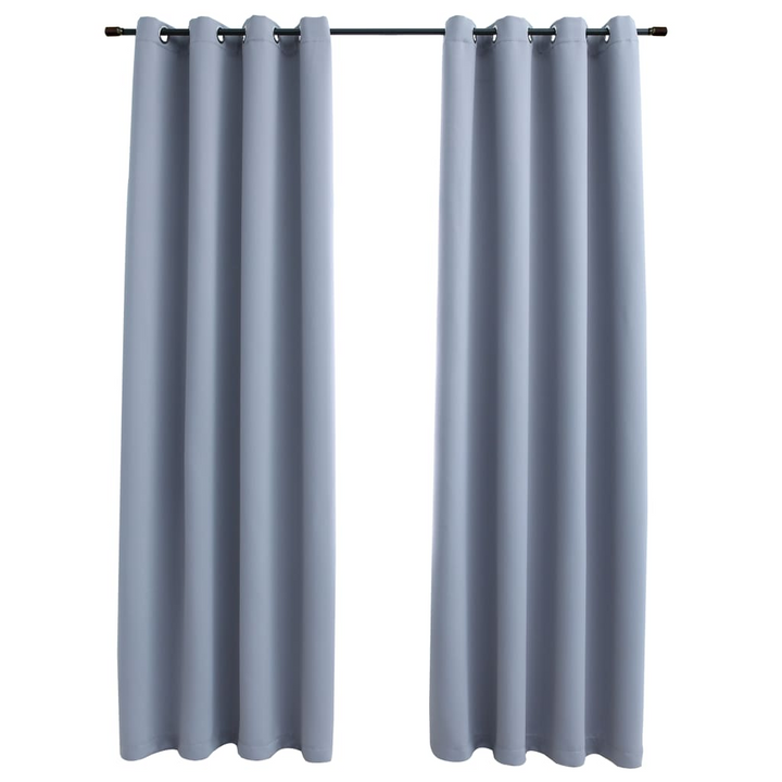 Elegant & Durable Grey Blackout Curtains with Metal Rings (2 pcs) - 140x175 cm | Premium Window Treatments for Privacy & Light Control - Premium  from Home Treasures - Just £36.99! Shop now at Home Treasures