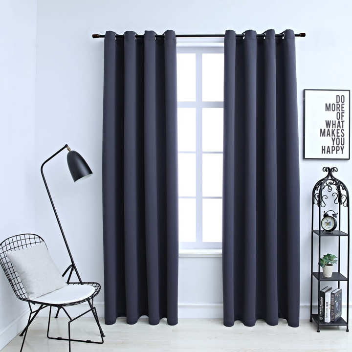 Anthracite Blackout Curtains with Metal Rings - 2 pcs, 140x245 cm - Premium Polyester, Total Light Blocking - Premium  from Home Treasures - Just £40.99! Shop now at Home Treasures