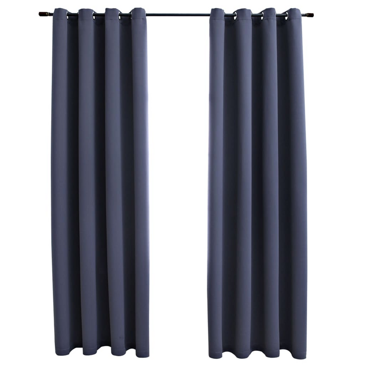 Anthracite Blackout Curtains with Metal Rings - 2 pcs, 140x245 cm - Premium Polyester, Total Light Blocking - Premium  from Home Treasures - Just £40.99! Shop now at Home Treasures