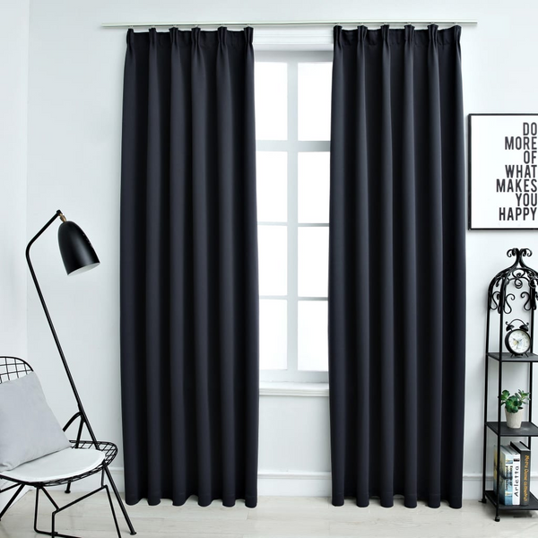 Premium Blackout Curtains with Hooks, 2 pcs, Anthracite, 140x175 cm - Ultimate Privacy & Light Blocking for Home & Office - Premium  from Home Treasures - Just £31.99! Shop now at Home Treasures