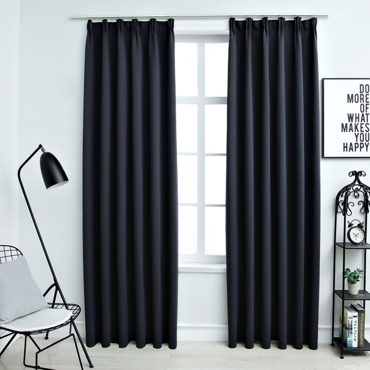 Premium Blackout Curtains with Hooks, 2 pcs, Anthracite, 140x175 cm - Ultimate Privacy & Light Blocking for Home & Office - Premium  from Home Treasures - Just £31.99! Shop now at Home Treasures