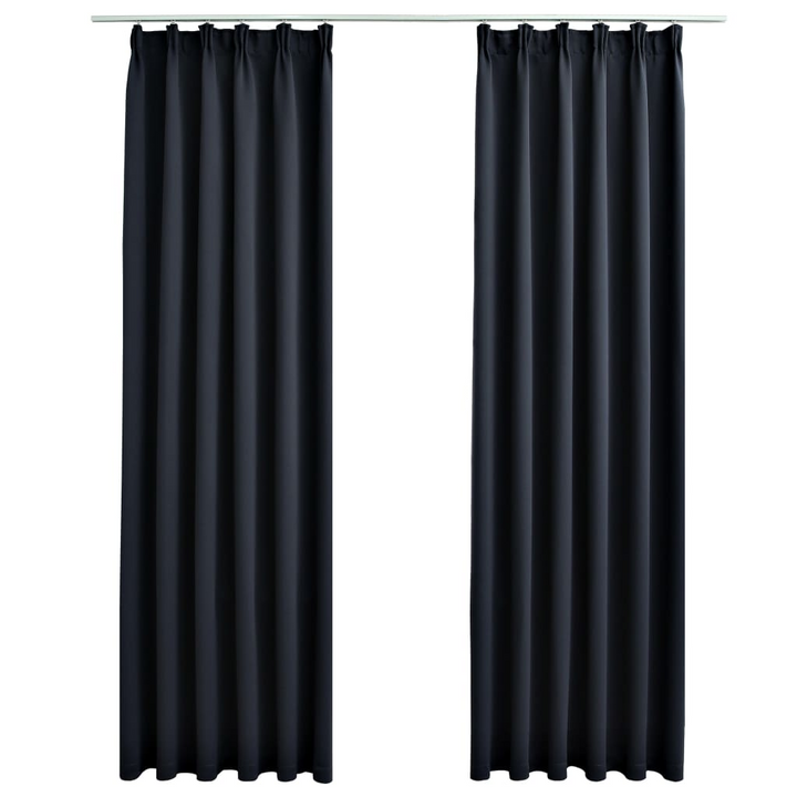 Premium Blackout Curtains with Hooks, 2 pcs, Anthracite, 140x175 cm - Ultimate Privacy & Light Blocking for Home & Office - Premium  from Home Treasures - Just £31.99! Shop now at Home Treasures