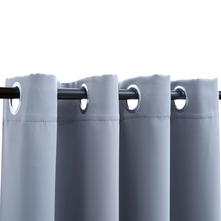 Blackout Curtains with Metal Rings - 2 Pieces, Grey, 140x245 cm - Premium Light Blocking & Privacy - Premium  from Home Treasures - Just £36.99! Shop now at Home Treasures