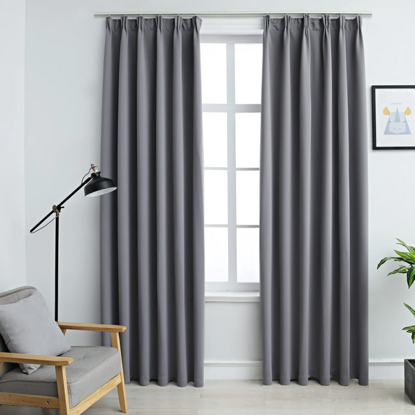 Blackout Curtains with Hooks - Set of 2 - Grey - 140 x 175 cm - Light Blocking and Privacy Enhancing - Premium  from Home Treasures - Just £33.99! Shop now at Home Treasures