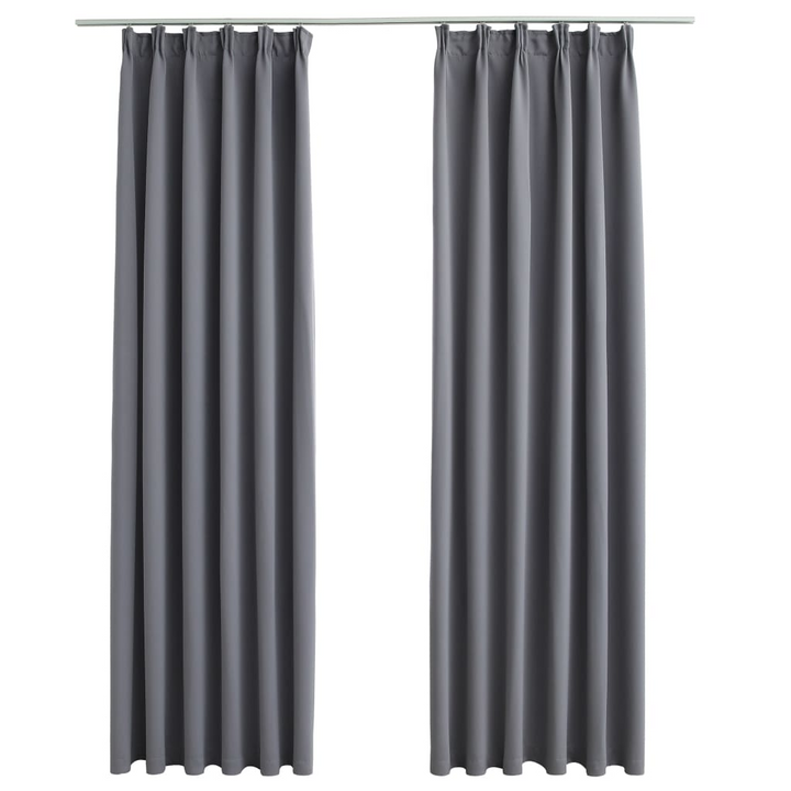 Blackout Curtains with Hooks - Set of 2 - Grey - 140 x 175 cm - Light Blocking and Privacy Enhancing - Premium  from Home Treasures - Just £33.99! Shop now at Home Treasures