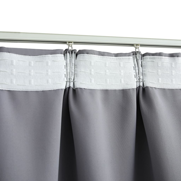 Blackout Curtains with Hooks - Set of 2 - Grey - 140 x 175 cm - Light Blocking and Privacy Enhancing - Premium  from Home Treasures - Just £33.99! Shop now at Home Treasures