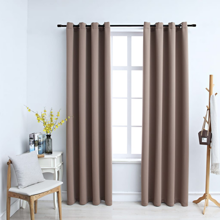 Elegant Taupe Blackout Curtains with Metal Rings, Set of 2 - 140x225 cm, Light-Blocking & Easy to Install - Premium  from Home Treasures - Just £36.99! Shop now at Home Treasures