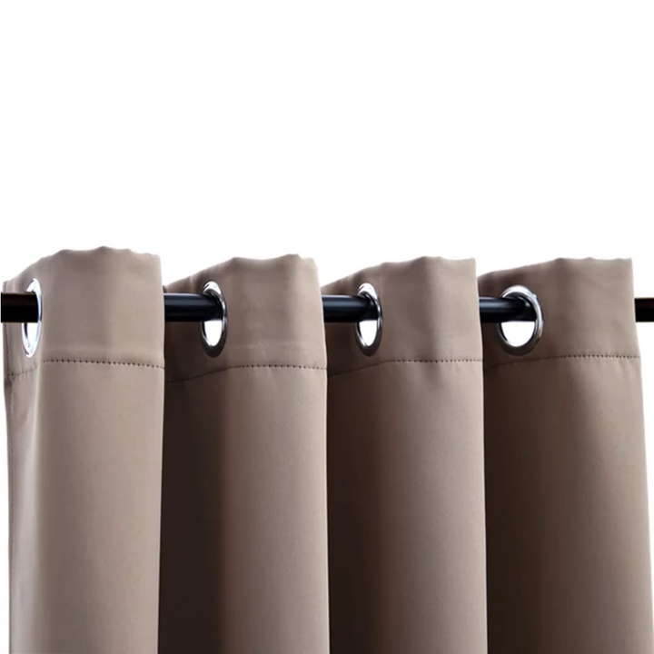 Elegant Taupe Blackout Curtains with Metal Rings, Set of 2 - 140x225 cm, Light-Blocking & Easy to Install - Premium  from Home Treasures - Just £36.99! Shop now at Home Treasures