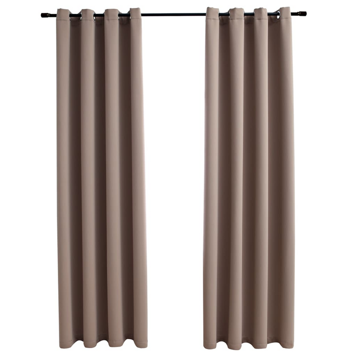 Blackout Curtains with Metal Rings, Set of 2, Taupe, 140x245 cm - Premium Light Blocking & Privacy Curtains - Premium  from Home Treasures - Just £38.99! Shop now at Home Treasures