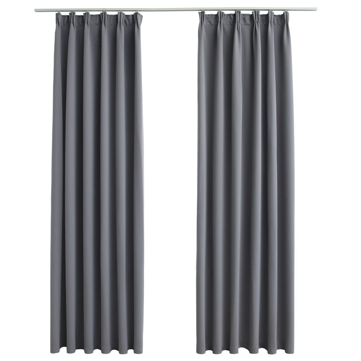 Blackout Curtains with Hooks in Grey – Elegant & Light-Blocking, Set of 2, 140x245 cm - Premium  from Home Treasures - Just £39.99! Shop now at Home Treasures