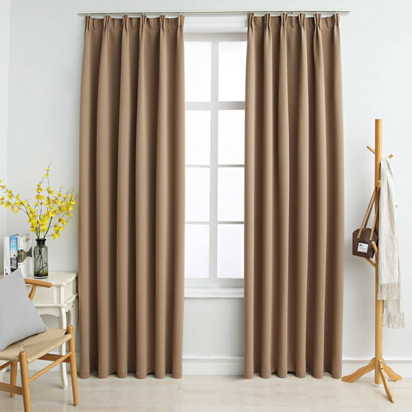 Energy Efficient Blackout Curtains with Hooks - Taupe, 2 pcs, 140x225 cm - Elegant Light Blocking for Home and Office - Premium  from Home Treasures - Just £38.99! Shop now at Home Treasures