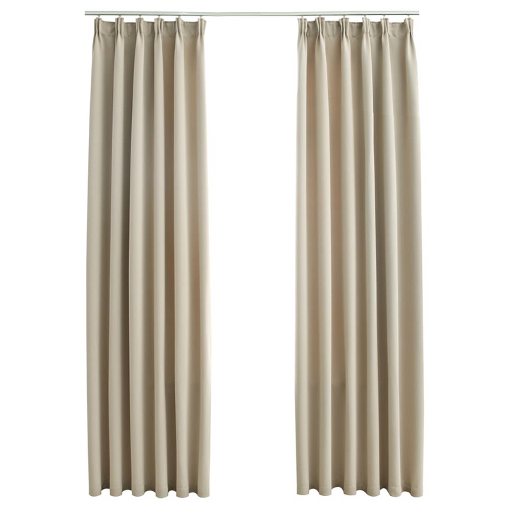 Elegant Beige Blackout Curtains with Metal Hooks, Set of 2, 140x175 cm - Ideal for Bedroom & Living Room - Premium  from Home Treasures - Just £36.99! Shop now at Home Treasures