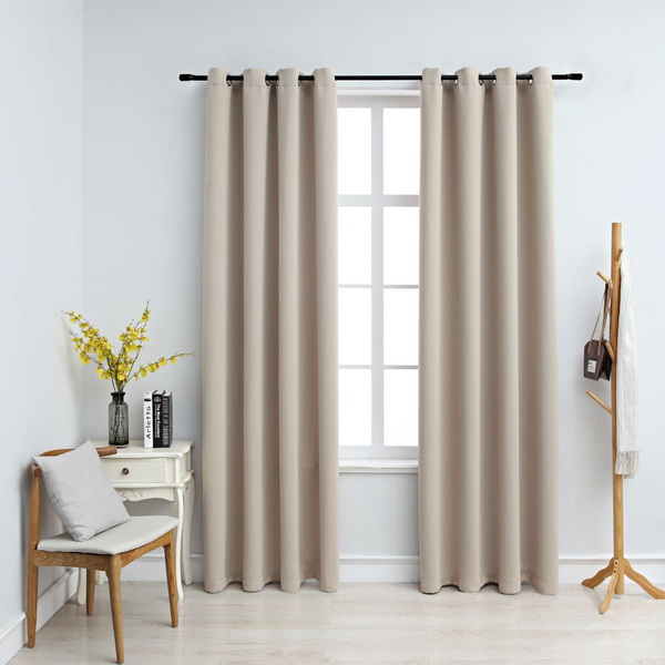 Elegant Beige Blackout Curtains with Metal Rings – 2 pcs, 140x225 cm – Enhance Privacy & Light Control - Premium  from Home Treasures - Just £40.99! Shop now at Home Treasures