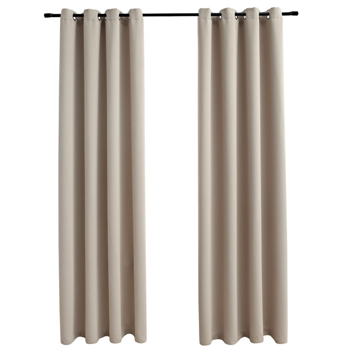 Elegant Beige Blackout Curtains with Metal Rings – 2 pcs, 140x225 cm – Enhance Privacy & Light Control - Premium  from Home Treasures - Just £40.99! Shop now at Home Treasures