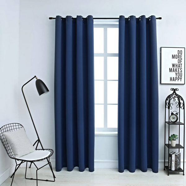 Blackout Curtains with Metal Rings in Blue - 140x175 cm | Complete Light Blockage & Elegant Design - Premium  from Home Treasures - Just £33.99! Shop now at Home Treasures