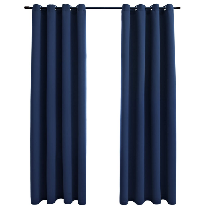 Blackout Curtains with Metal Rings in Blue - 140x175 cm | Complete Light Blockage & Elegant Design - Premium  from Home Treasures - Just £33.99! Shop now at Home Treasures