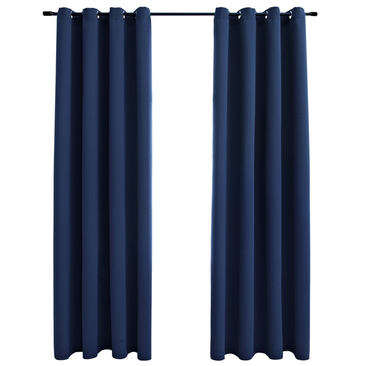 Stylish Blue Blackout Curtains with Metal Rings - Set of 2, 140x225 cm, Easy Installation - Premium  from Home Treasures - Just £40.99! Shop now at Home Treasures