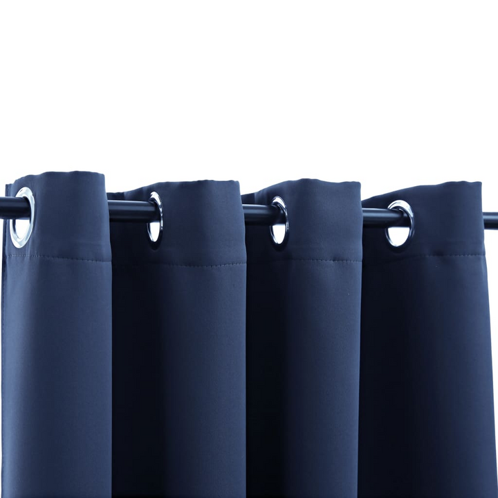 Stylish Blue Blackout Curtains with Metal Rings - Set of 2, 140x225 cm, Easy Installation - Premium  from Home Treasures - Just £40.99! Shop now at Home Treasures