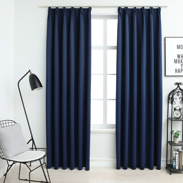 Blackout Curtains with Metal Hooks - Set of 2, Blue, 140x175 cm - Premium Light Blocking & Privacy Enhancing Drapes - Premium  from Home Treasures - Just £33.99! Shop now at Home Treasures