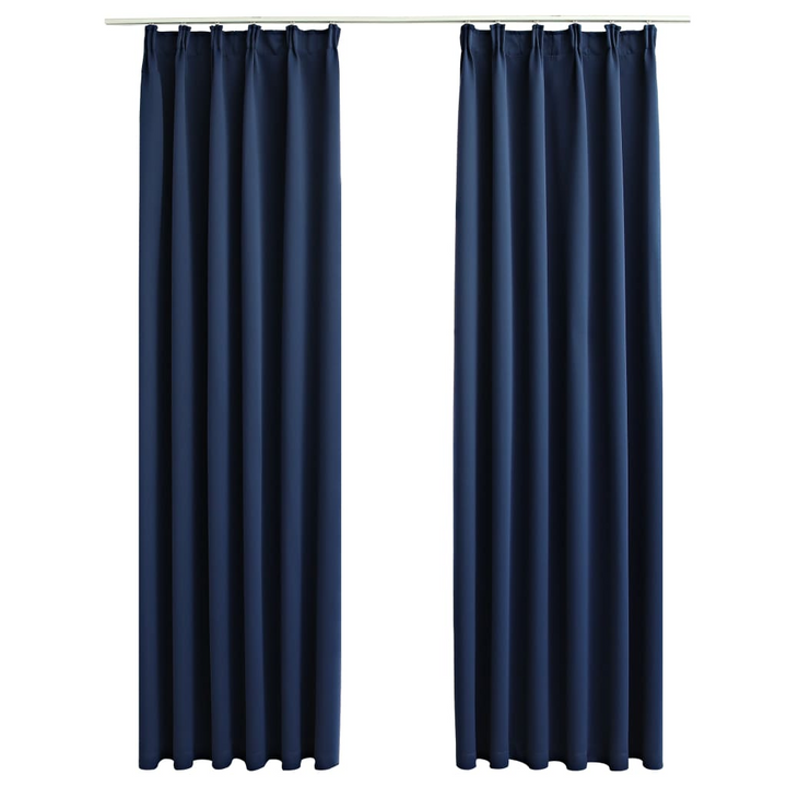 Blackout Curtains with Metal Hooks - Set of 2, Blue, 140x175 cm - Premium Light Blocking & Privacy Enhancing Drapes - Premium  from Home Treasures - Just £33.99! Shop now at Home Treasures