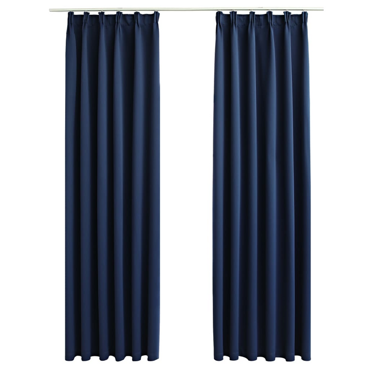 Elegant Blue Blackout Curtains with Hooks - Set of 2, 140x225 cm | Total Light Blockage & Privacy - Premium  from Home Treasures - Just £34.99! Shop now at Home Treasures