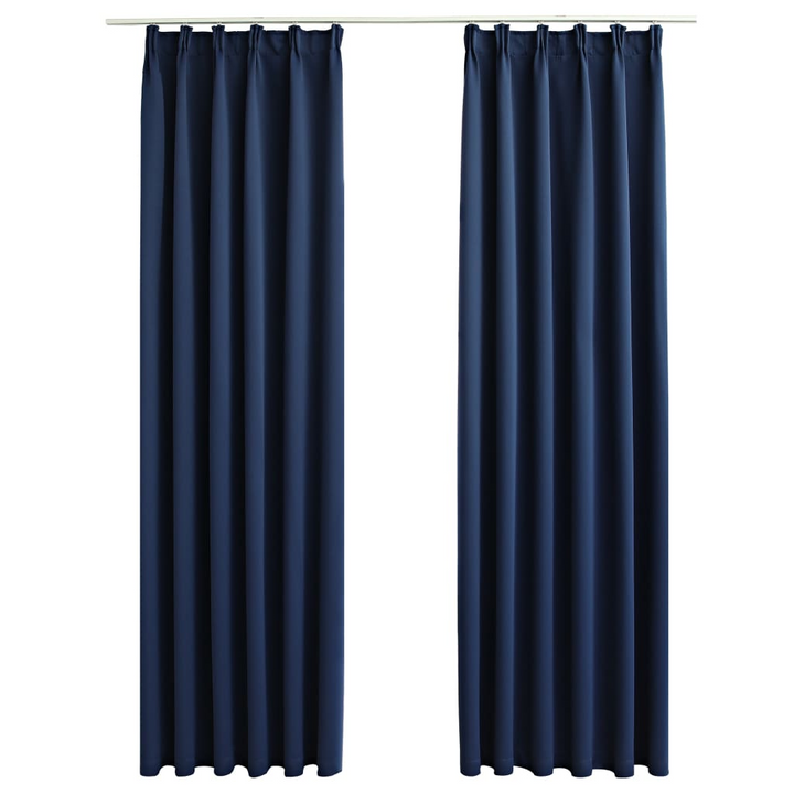 Blue Blackout Curtains with Hooks - 2 pcs, 140x245 cm - Premium Polyester, Light-Blocking for Living Room & Bedroom - Premium  from Home Treasures - Just £40.99! Shop now at Home Treasures