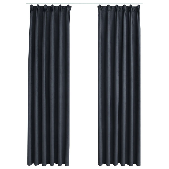 2-Piece Blackout Curtains with Hooks - Anthracite 140x175 cm - Elegant Privacy-Enhancing Window Treatment - Premium  from Home Treasures - Just £31.99! Shop now at Home Treasures