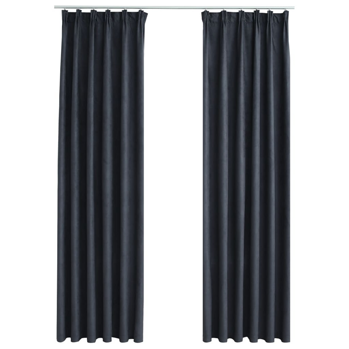 Blackout Curtains with Hooks - 2 pcs Anthracite, 140x225 cm - Premium Privacy-Enhanced Window Treatment - Premium  from Home Treasures - Just £37.99! Shop now at Home Treasures