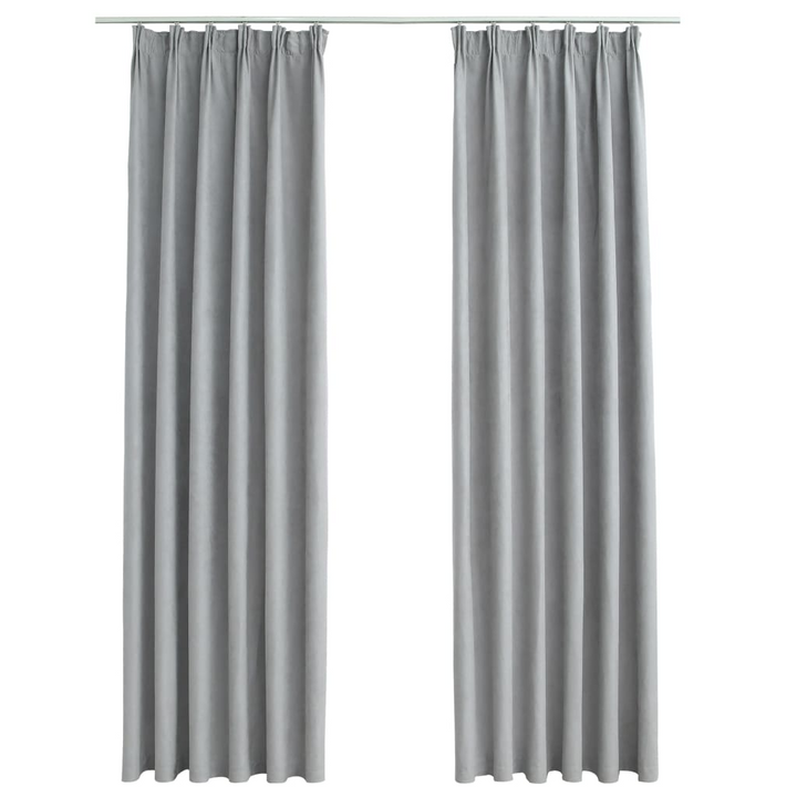 Blackout Curtains with Hooks in Grey | Set of 2 - 140x245 cm | Premium Suede Touch Polyester - Premium  from Home Treasures - Just £40.99! Shop now at Home Treasures