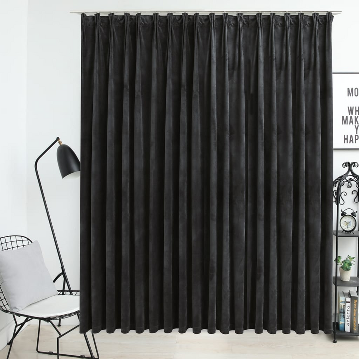 Luxurious Velvet Blackout Curtains with Hooks - Anthracite, 290x245 cm - Perfect for Privacy & Light-Blocking in Living Rooms, Bedrooms & Offices - Premium  from Home Treasures - Just £48.99! Shop now at Home Treasures