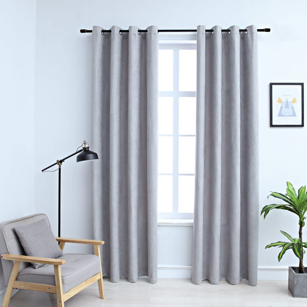 Blackout Curtains with Metal Rings - 2 pcs Grey 140x175 cm | High-Quality & Easy to Install - Premium  from Home Treasures - Just £36.99! Shop now at Home Treasures