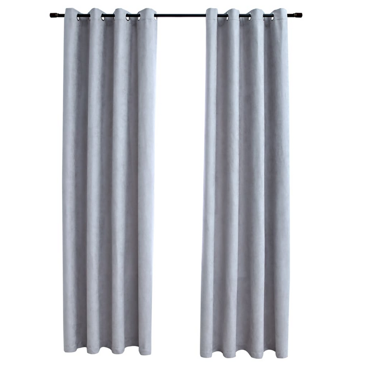 Blackout Curtains with Metal Rings - 2 pcs Grey 140x175 cm | High-Quality & Easy to Install - Premium  from Home Treasures - Just £36.99! Shop now at Home Treasures