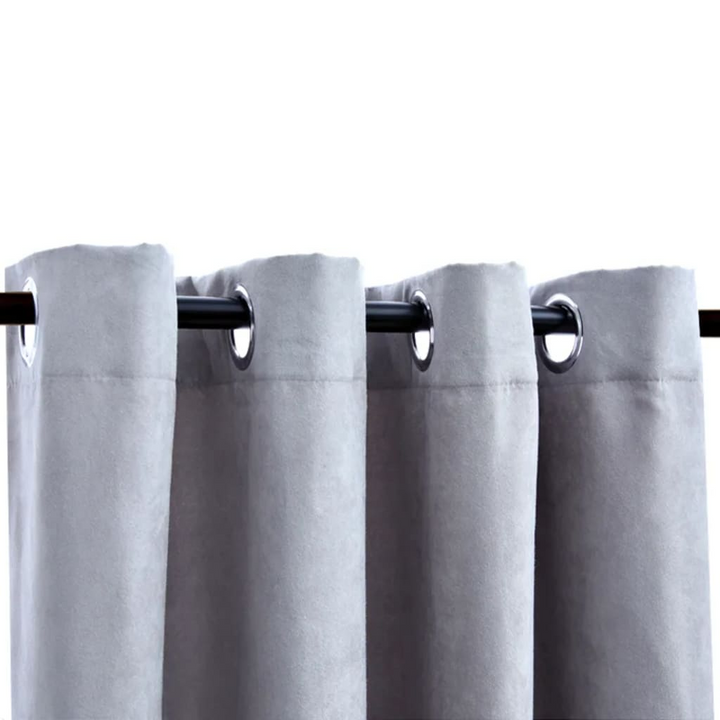 Blackout Curtains with Metal Rings - 2 pcs Grey 140x175 cm | High-Quality & Easy to Install - Premium  from Home Treasures - Just £36.99! Shop now at Home Treasures