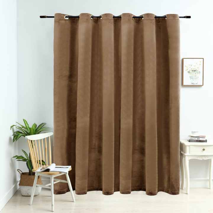 Velvet Blackout Curtain with Metal Rings - 290x245 cm, Beige | Premium Privacy & Light Control - Premium  from Home Treasures - Just £44.99! Shop now at Home Treasures