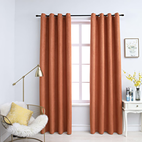 Elegant Rust Coloured Blackout Curtains with Metal Rings - 2 pcs, 140x225 cm, Suede-Touch Polyester, Easy Installation for Home and Office - Premium  from Home Treasures - Just £40.99! Shop now at Home Treasures