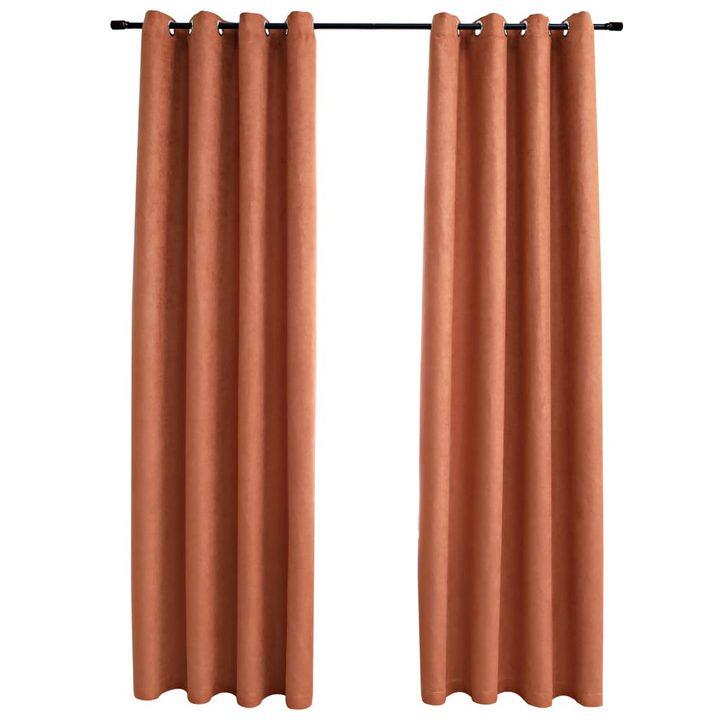 Elegant Rust Coloured Blackout Curtains with Metal Rings - 2 pcs, 140x225 cm, Suede-Touch Polyester, Easy Installation for Home and Office - Premium  from Home Treasures - Just £40.99! Shop now at Home Treasures